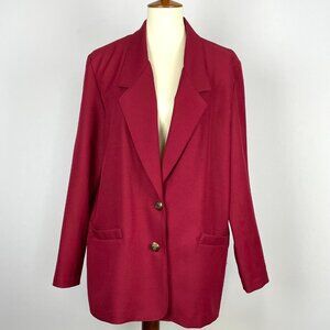 Vtg Alfred Dunner Oversized Blazer Sz 16 Carmine Red Office Career Mature